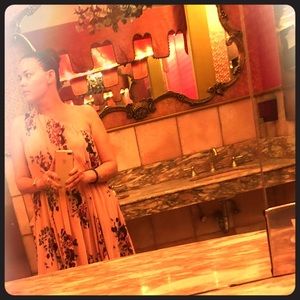 Pink floral long dress